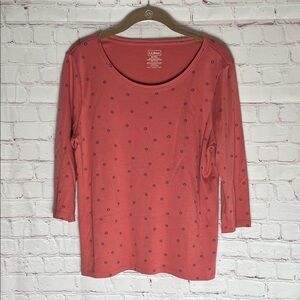 L.L. Bean Women's 3/4 Sleeve Cotton Top with floral pattern Womans Medium Petite